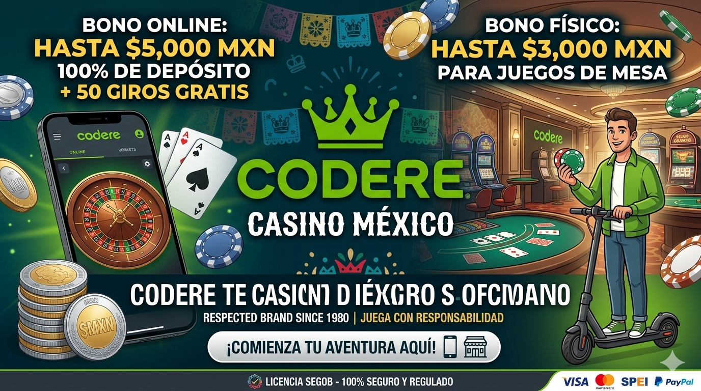 Bono Codere Casino México 5000 MXN online y 3000 MXN físico